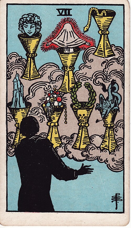 聖杯七(Seven of Cups)塔羅牌