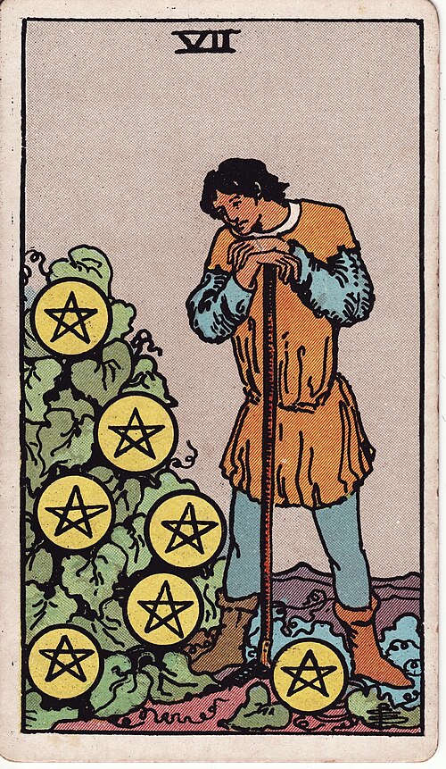 錢幣七(Seven of Pentacles)塔羅牌