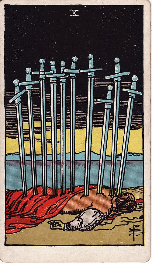 寶劍十(Ten of Swords)塔羅牌