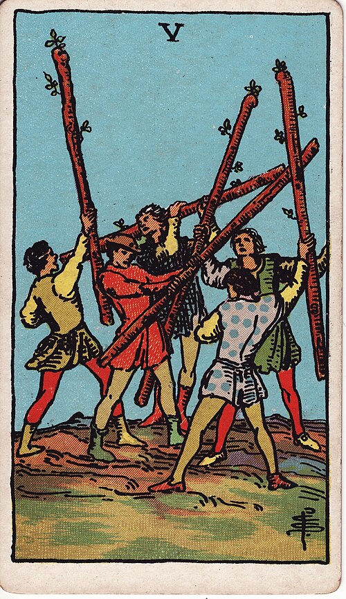 權杖五(Five of Wands)塔羅牌