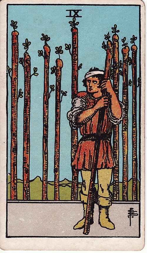 權杖九(Nine of Wands)塔羅牌
